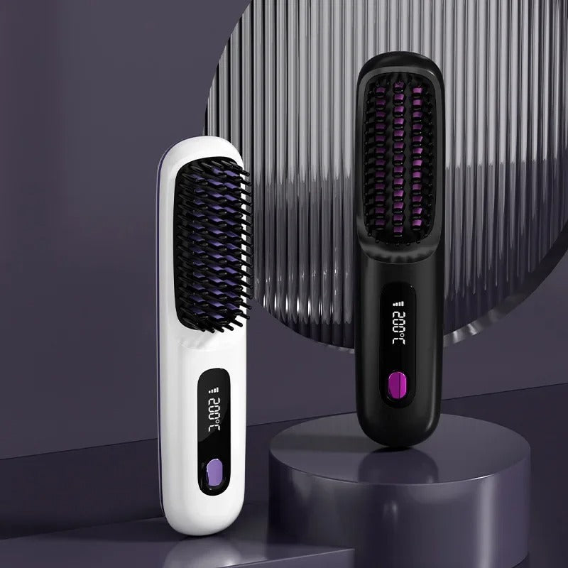 Portable hair straightening comb.